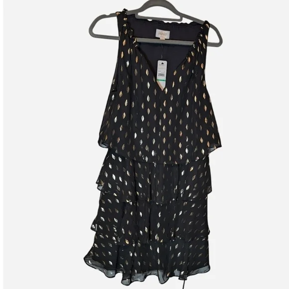 Laundry By Shelli Segal Black and Gold Mini Dress